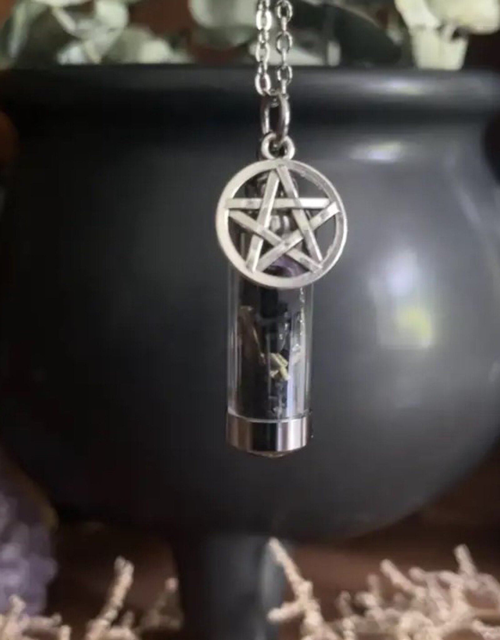 Protection Spell Jar Amulet Necklace,Witchy Crystal Jewelry