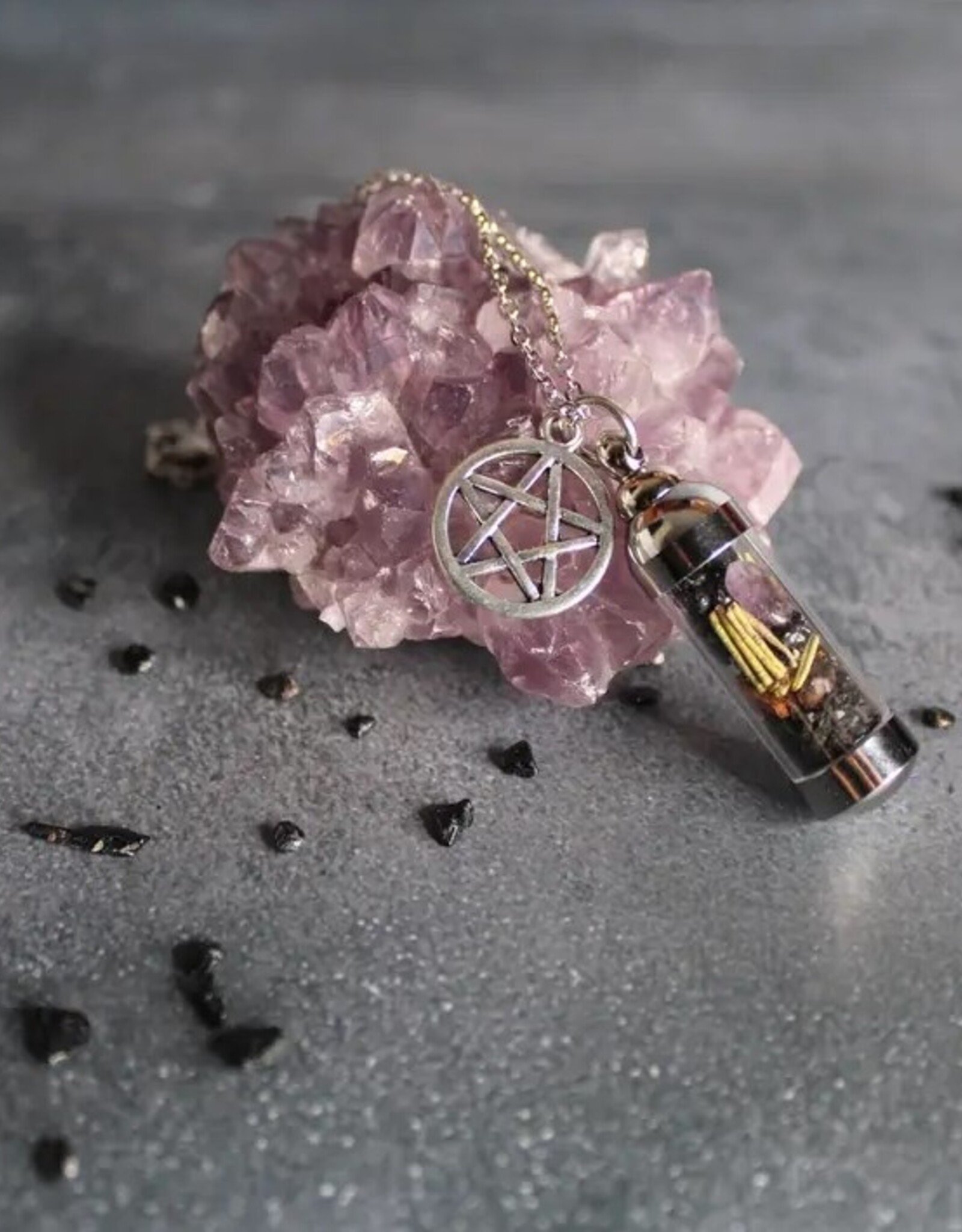 Protection Spell Jar Amulet Necklace,Witchy Crystal Jewelry