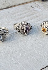 -Poison Ring with Square Gemstone | Sterling Silver |