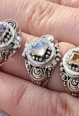 -Poison Ring with Square Gemstone | Sterling Silver |