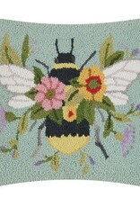 -Floral Bee Square Over Flowers Hook Pillow - Susan Winget