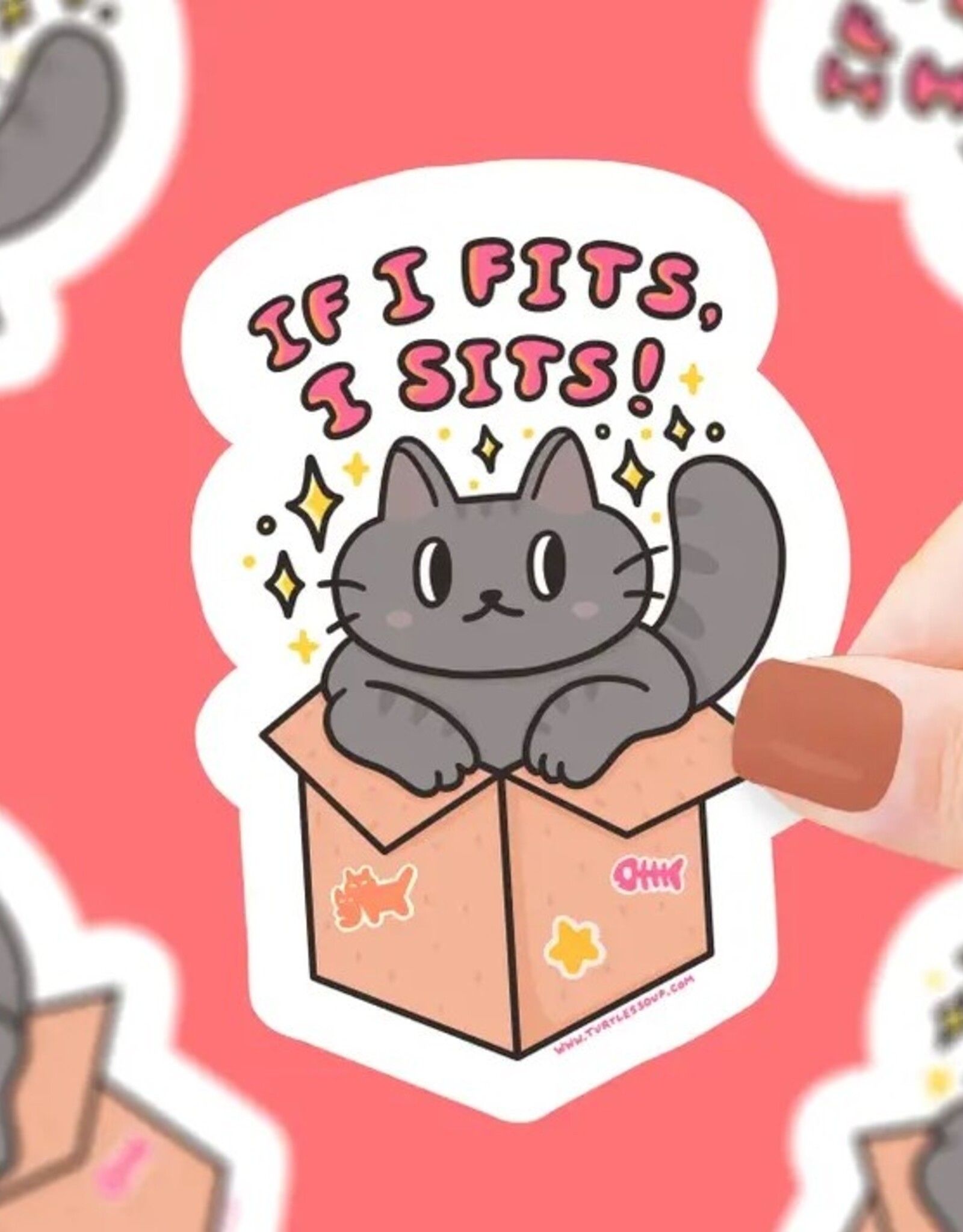 If I Fits I Sits Funny Cat Meme Vinyl Sticker