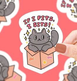 If I Fits I Sits Funny Cat Meme Vinyl Sticker
