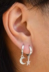 *Star & Moon Huggie Hoope Earrings | Silver *Star & Moon Huggie Hoope Earrings | Silver