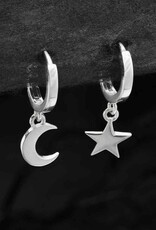 *Star & Moon Huggie Hoope Earrings | Silver *Star & Moon Huggie Hoope Earrings | Silver