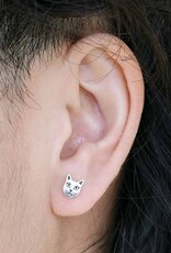 *Cat Face Post Earrings | Silver