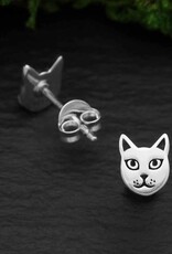 *Cat Face Post Earrings | Silver