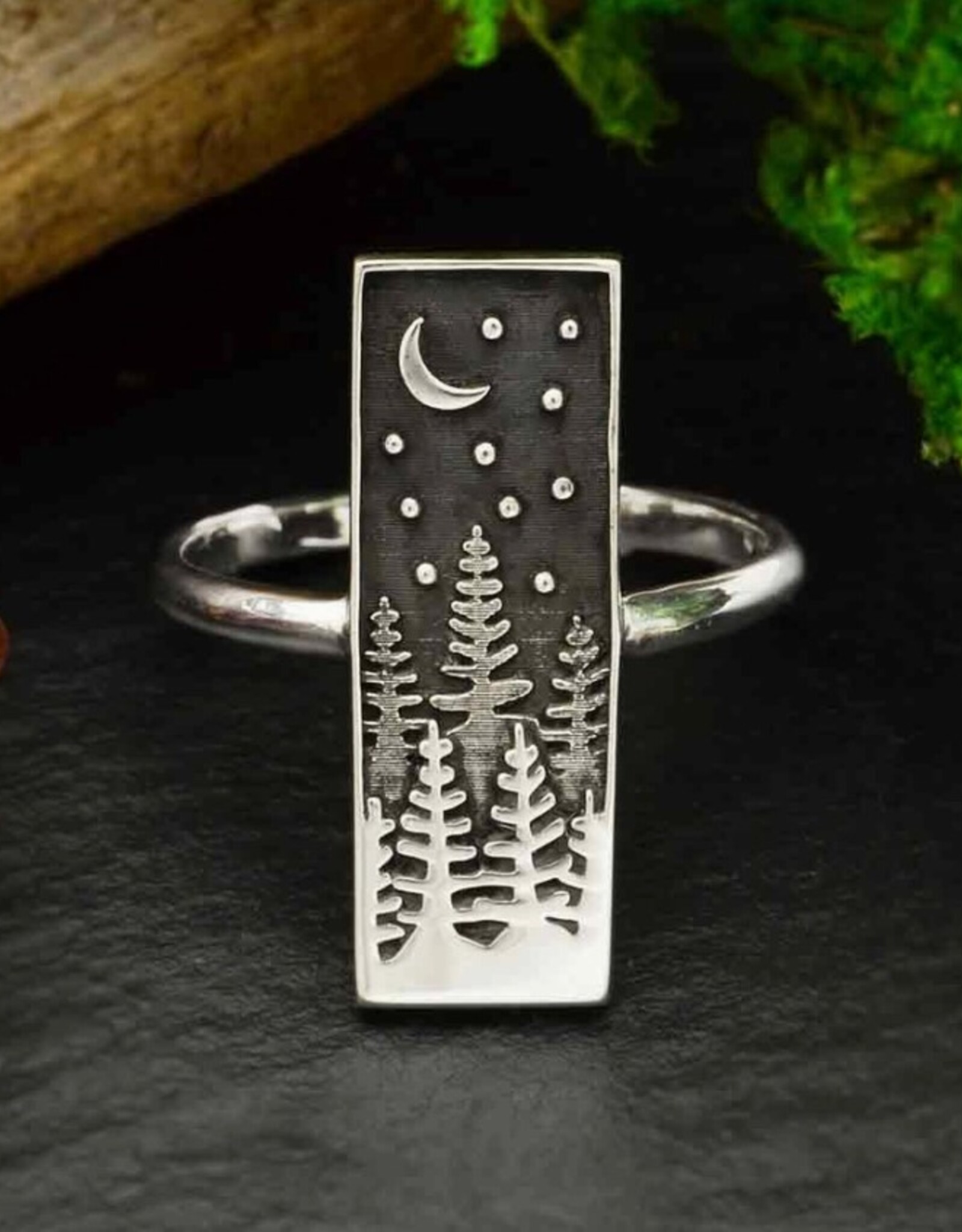 *Layered Trees Rectangle Ring | Silver | 7