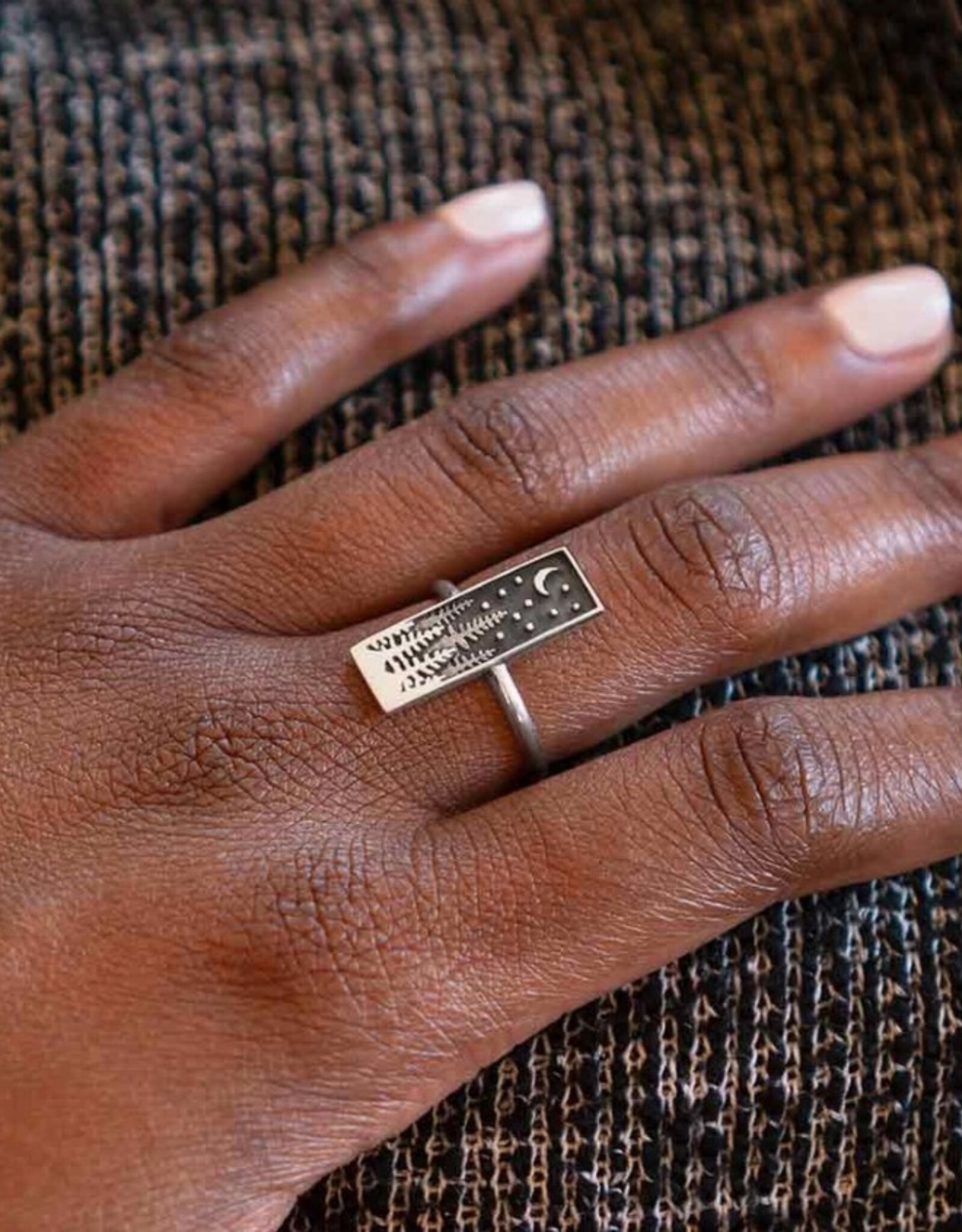 *Layered Trees Rectangle Ring | Silver | 7