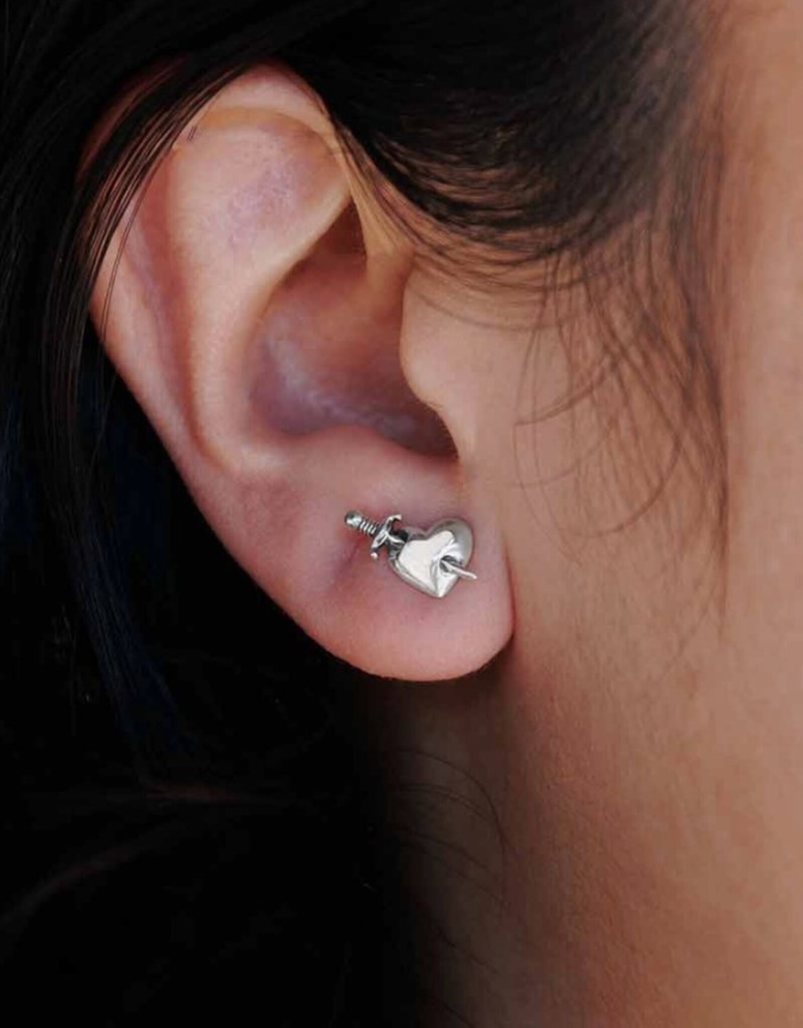 *Sword & Heart Post Earrings | Silver