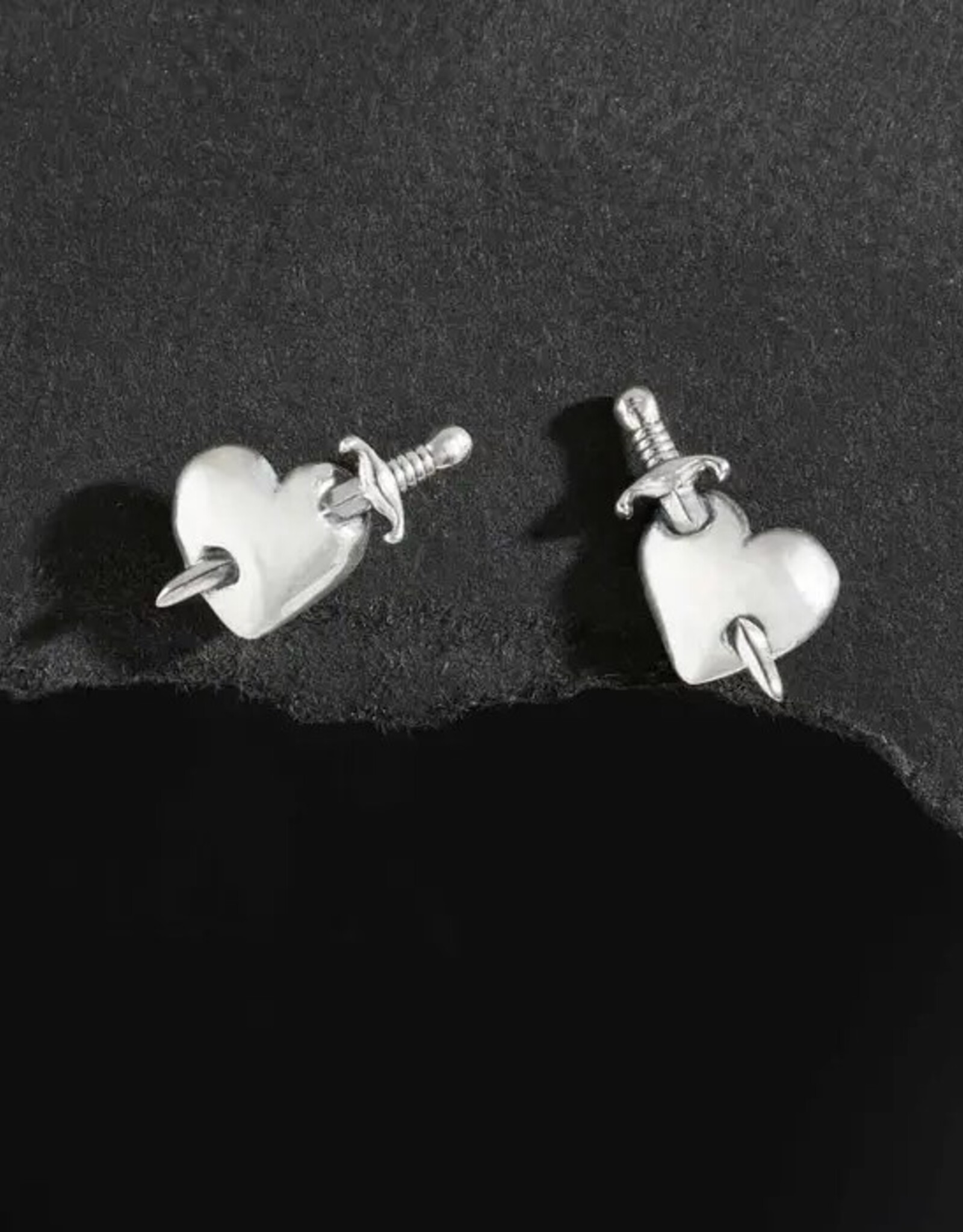 *Sword & Heart Post Earrings | Silver