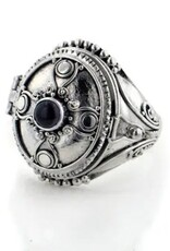 Gothic Oval Poison Ring Sterling Silver & Onyx or Moonstone |