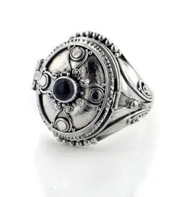 Gothic Oval Poison Ring Sterling Silver & Onyx or Moonstone |