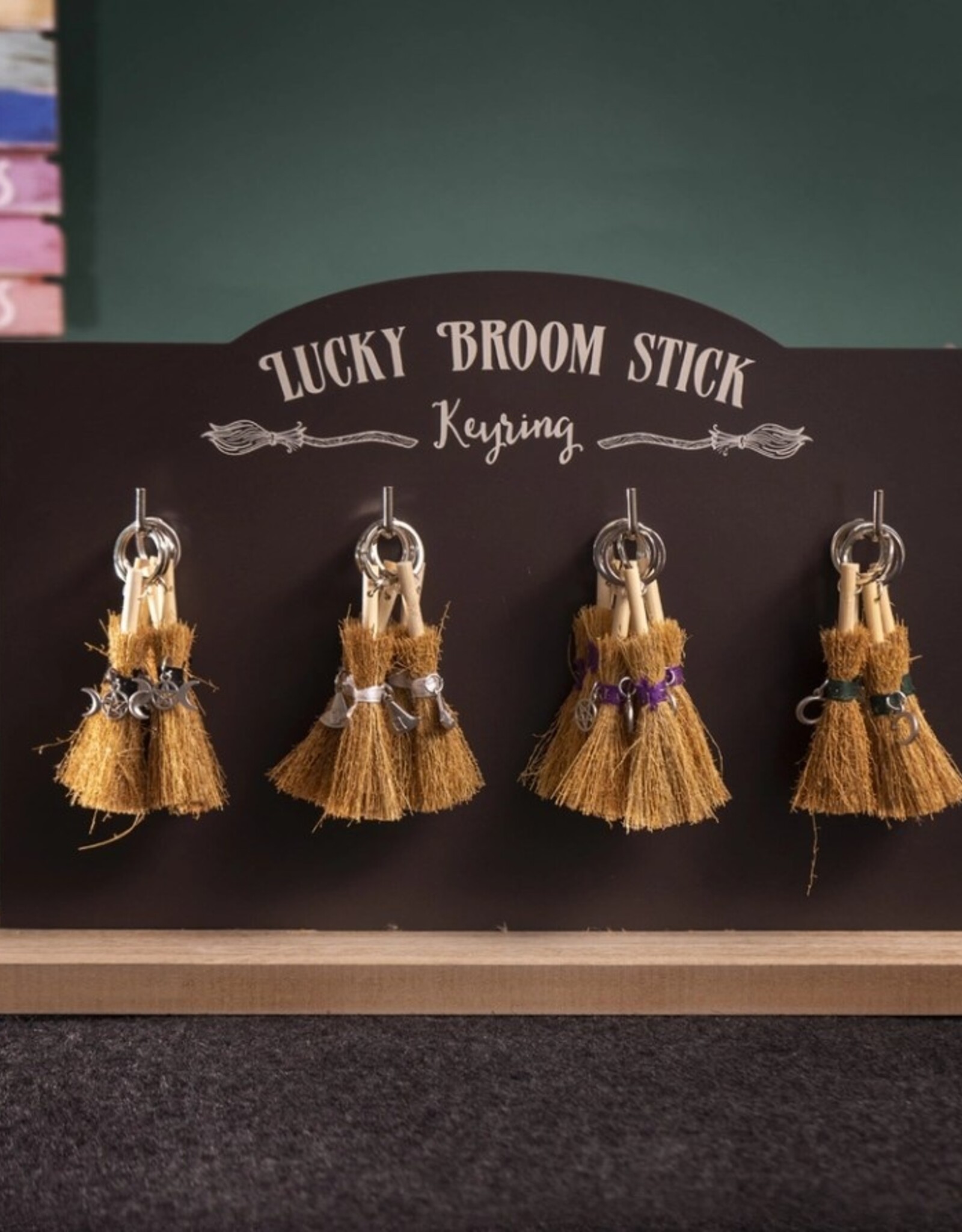 -Lucky Broomstick Keyrings Halloween Decor |