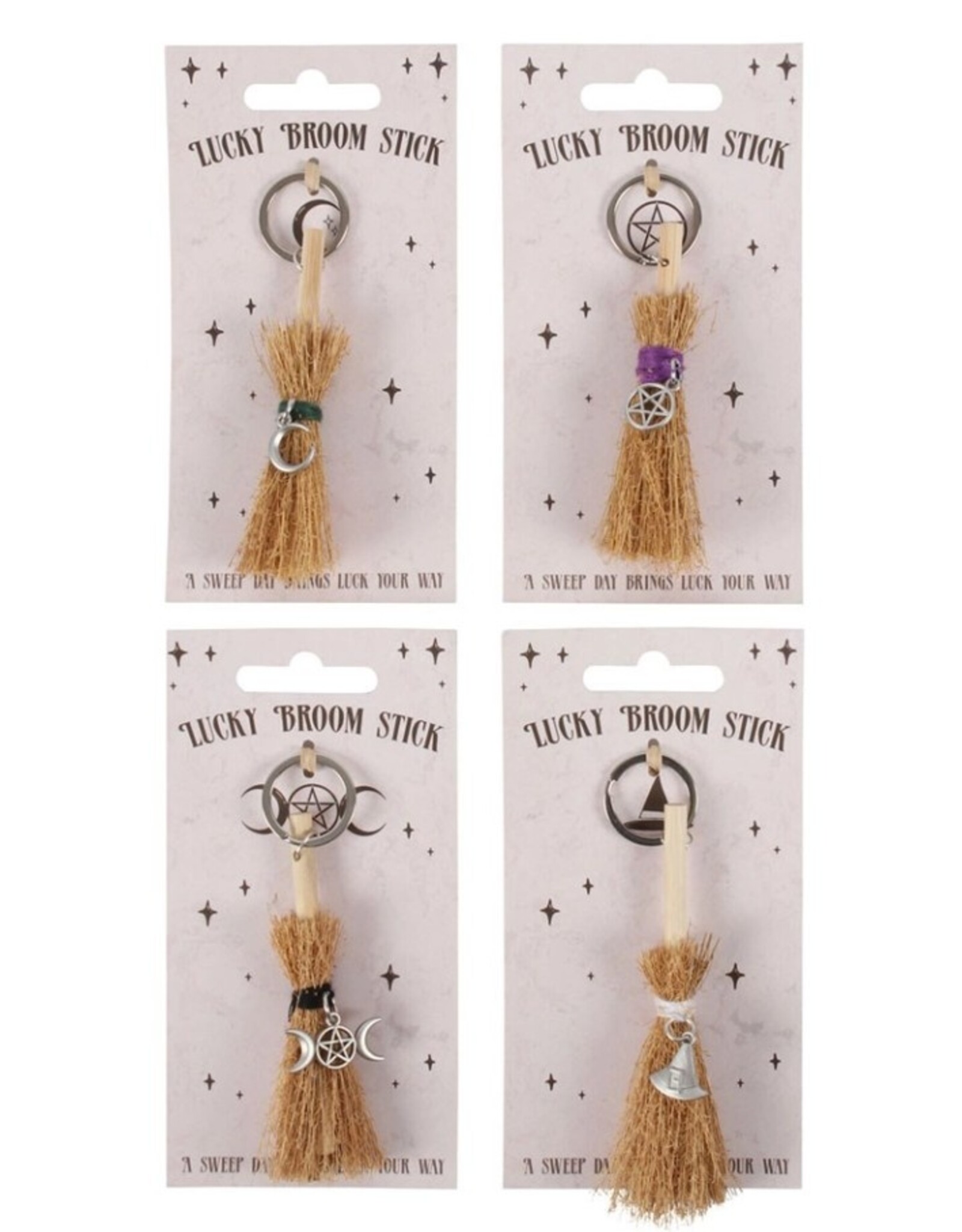 -Lucky Broomstick Keyrings Halloween Decor |