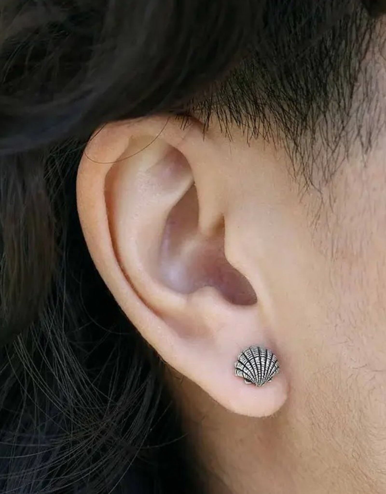 *Seashell Post Earrings | Silver