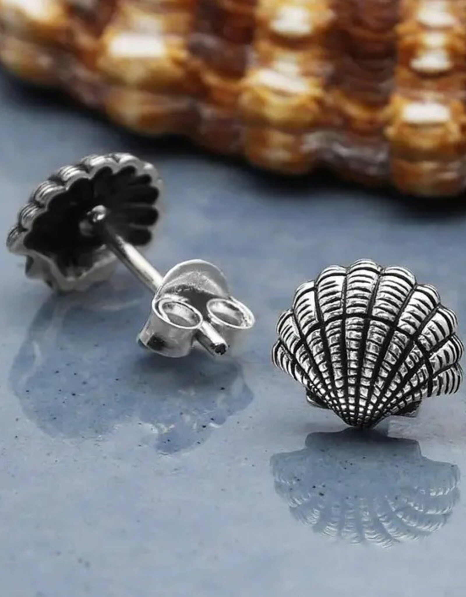 *Seashell Post Earrings | Silver