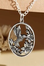 *Flowers & Hummingbird Necklace | Silver