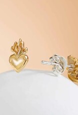 *Flaming Heart Post Earrings | Silver