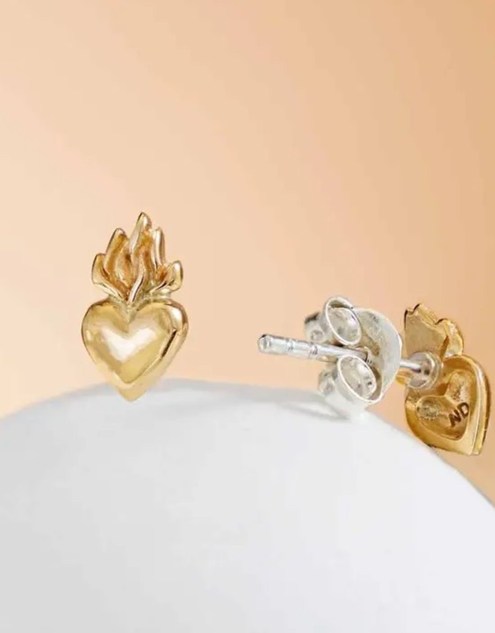 *Flaming Heart Post Earrings | Silver