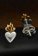 *Flaming Heart Post Earrings | Silver