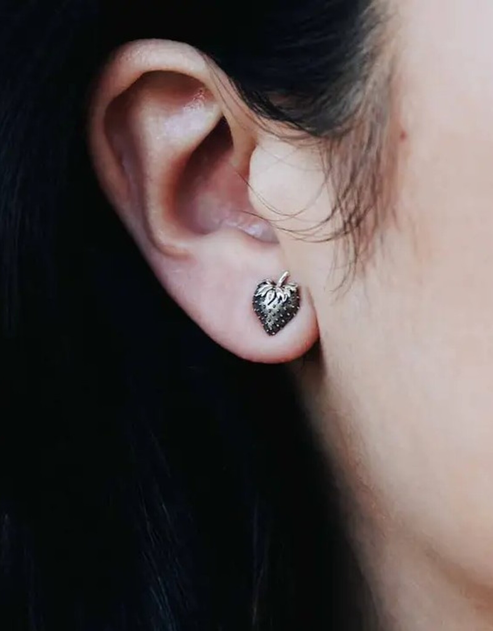 *Strawberry Post Earrings | Silver