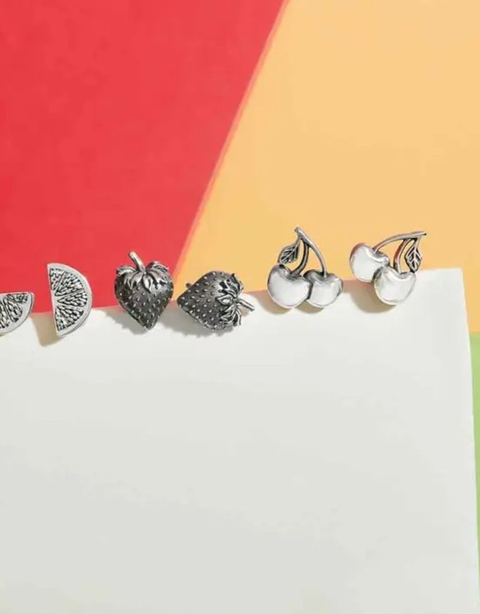 *Strawberry Post Earrings | Silver