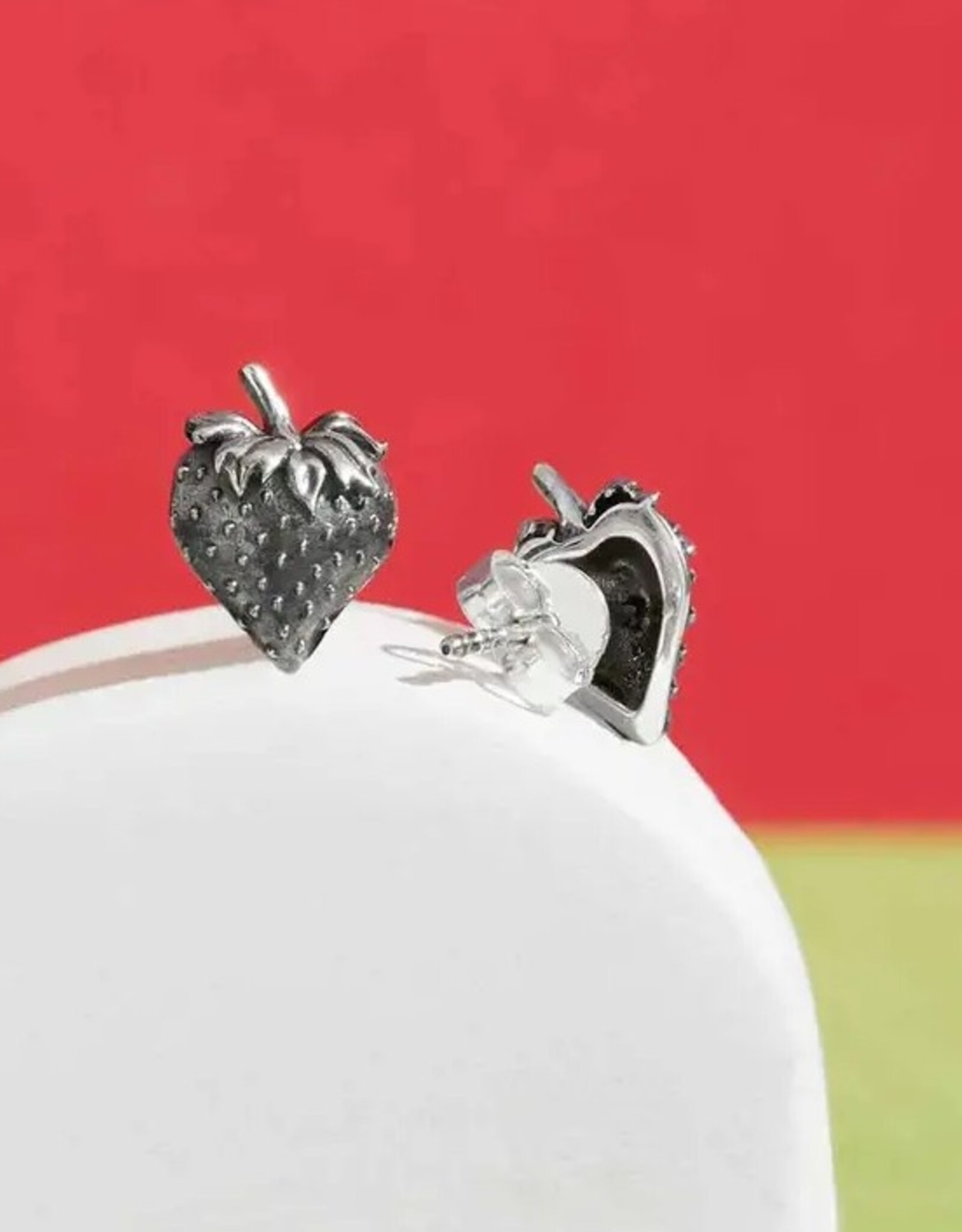*Strawberry Post Earrings | Silver
