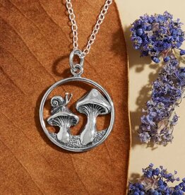 Mushroom & Snail Necklace | Silver