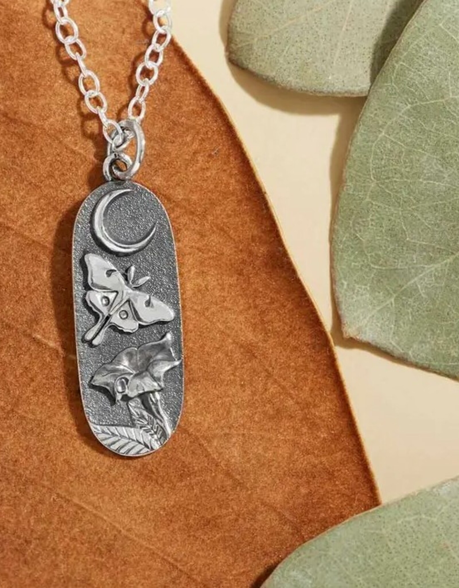 *Luna Moth & Moon Flower Necklace | Silver