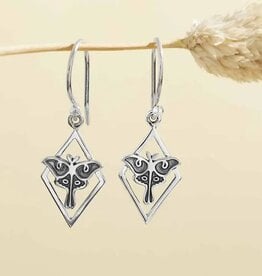 *Luna Moth Geometric Dangle Earrings | Silver