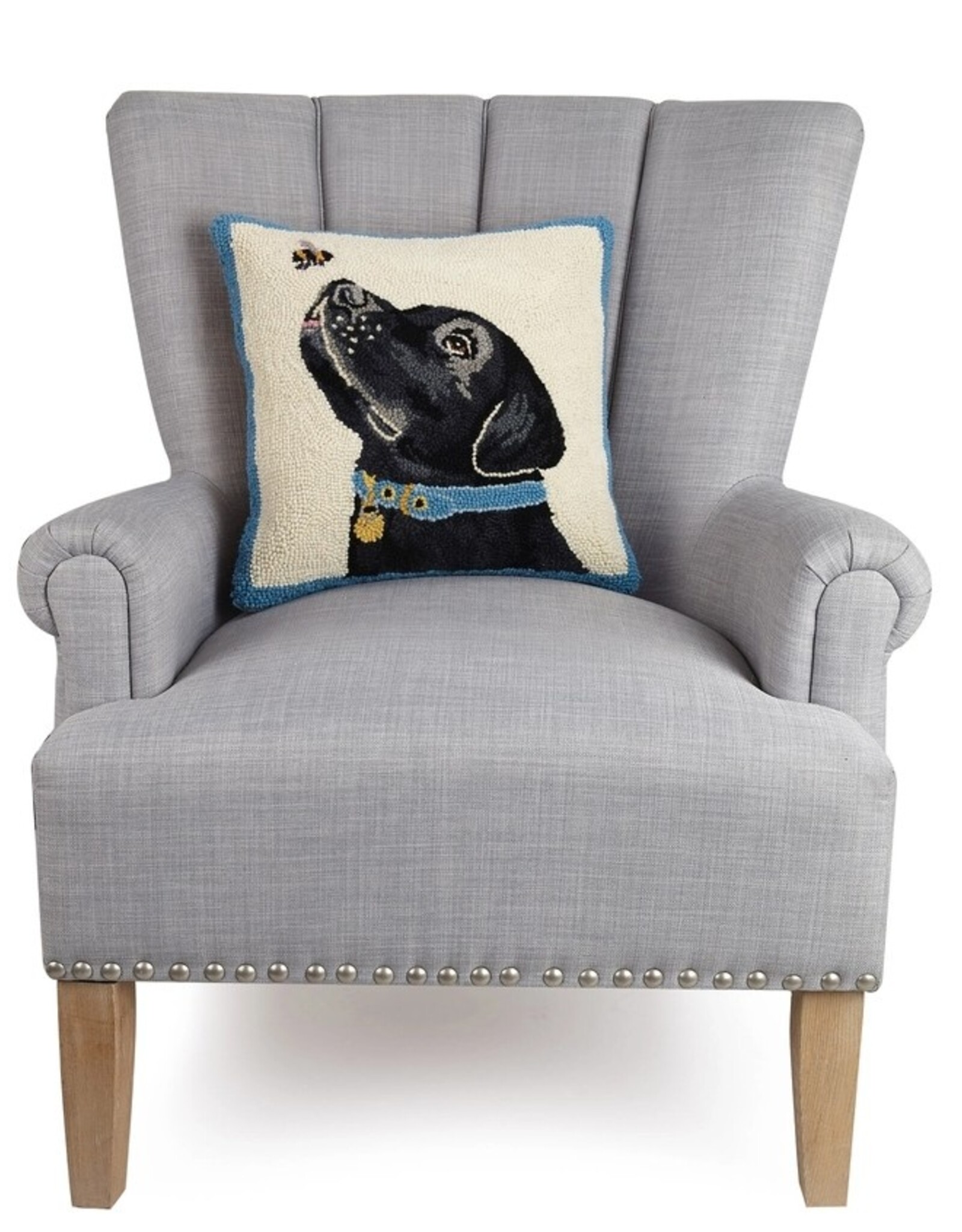 Black Labrador Dog with Bee Hook Pillow - Mary Lake Thompson