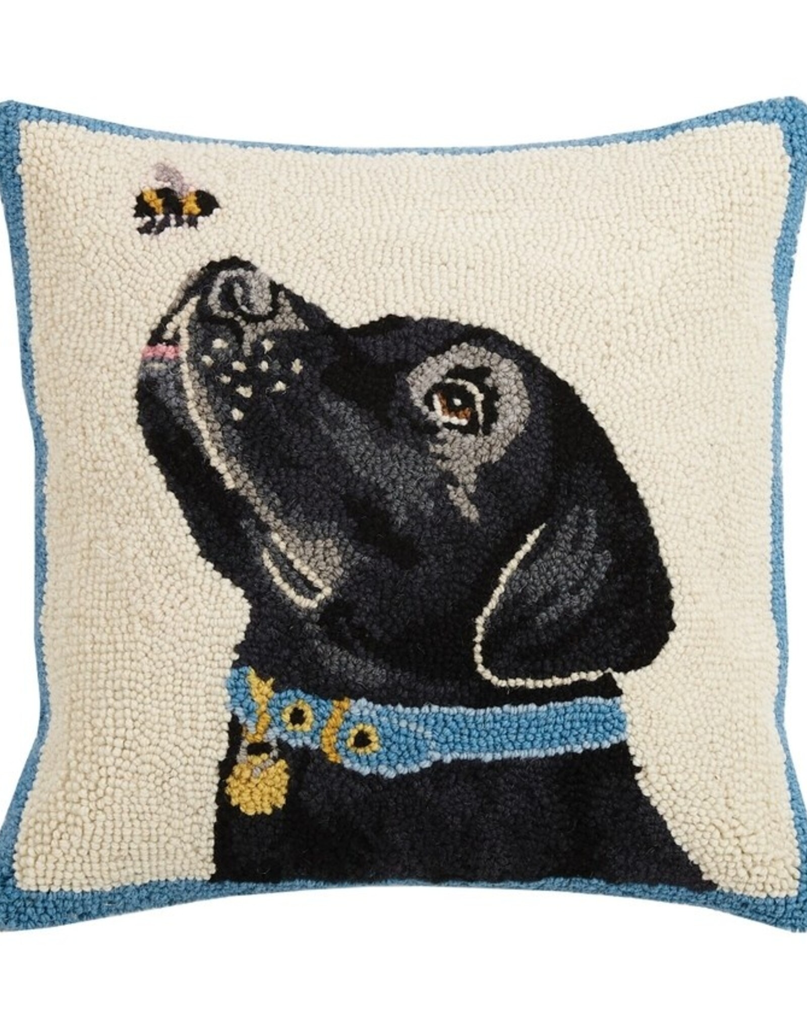 Black Labrador Dog with Bee Hook Pillow - Mary Lake Thompson
