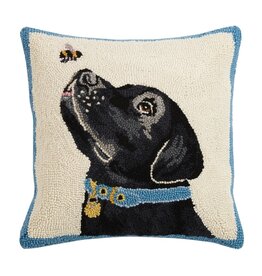 Black Labrador Dog with Bee Hook Pillow - Mary Lake Thompson