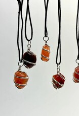 Tumbled Stone Pendant - Black Cord