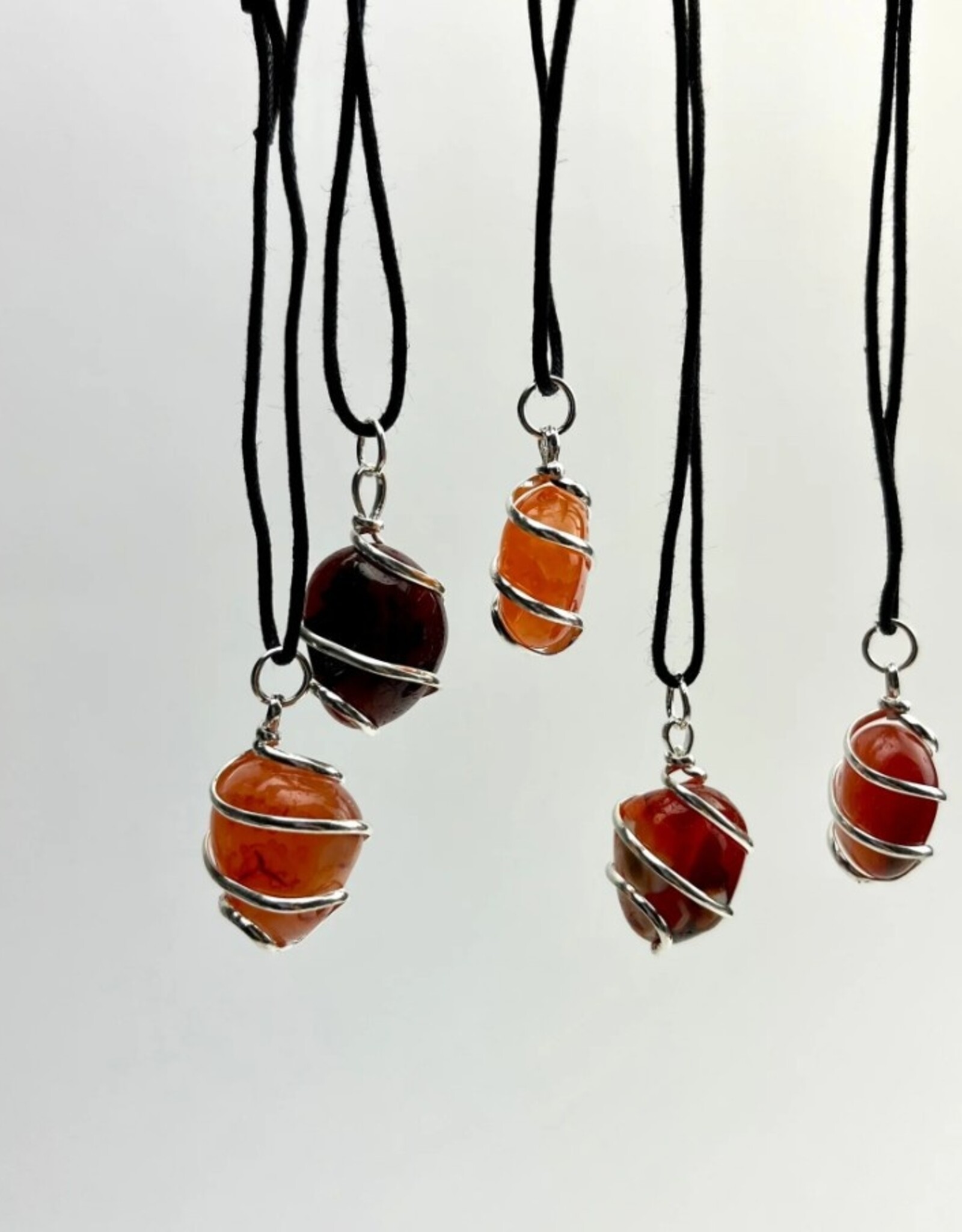 Tumbled Stone Pendant - Black Cord