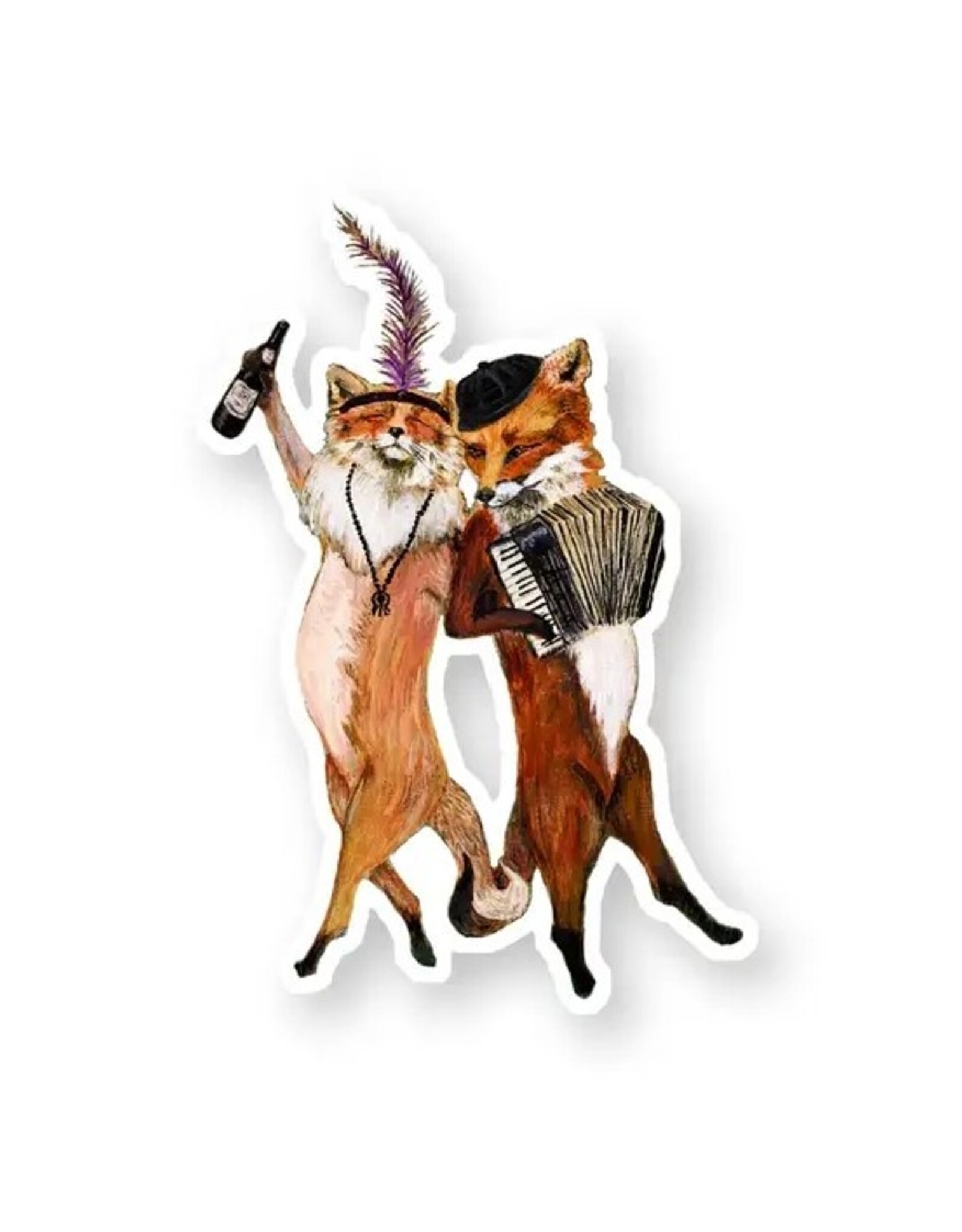 French Foxes Die Cut Vinyl Sticker