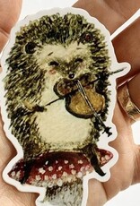 Hedgehog Violinist Die Cut Vinyl Sticker