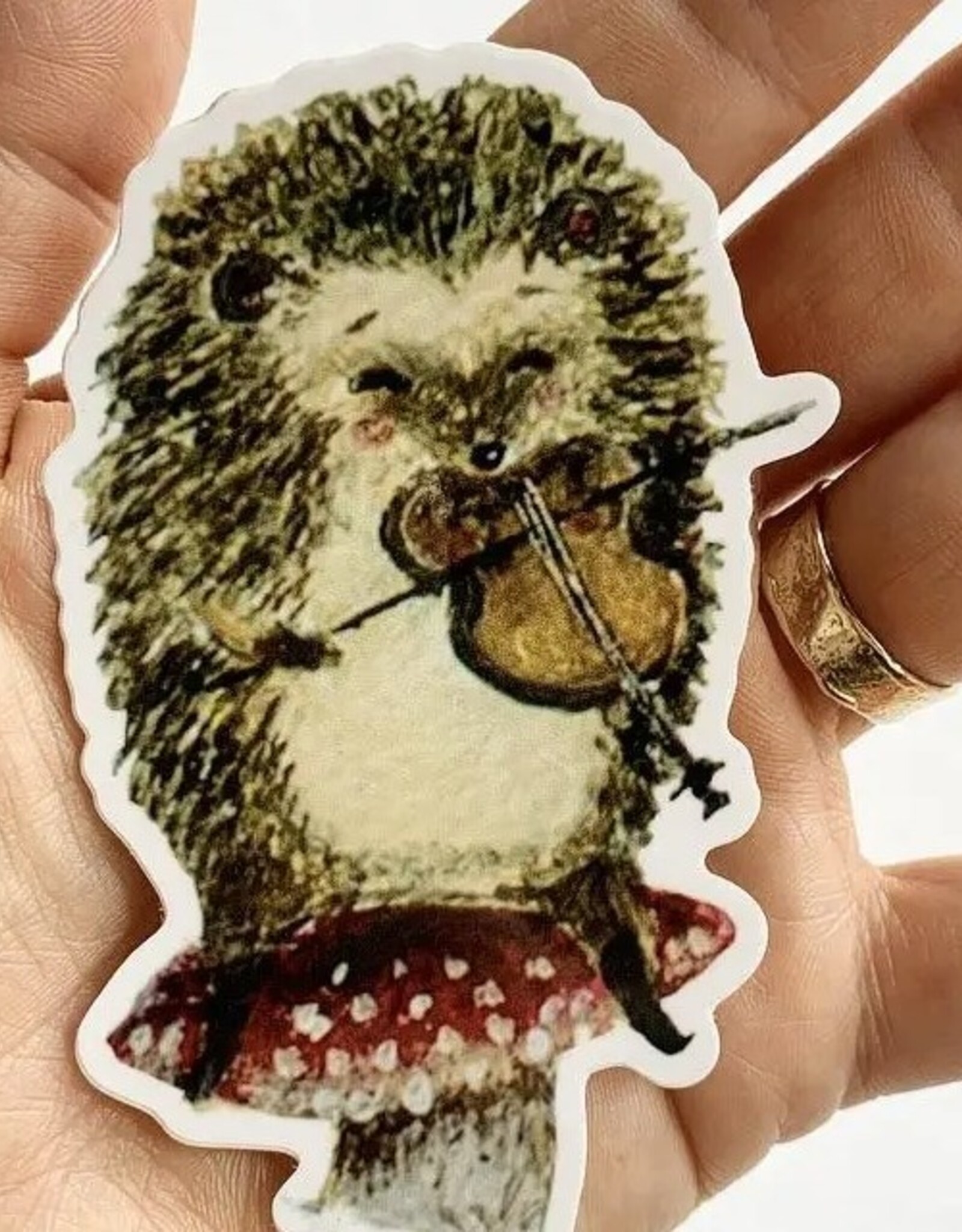 Hedgehog Violinist Die Cut Vinyl Sticker