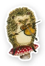 Hedgehog Violinist Die Cut Vinyl Sticker