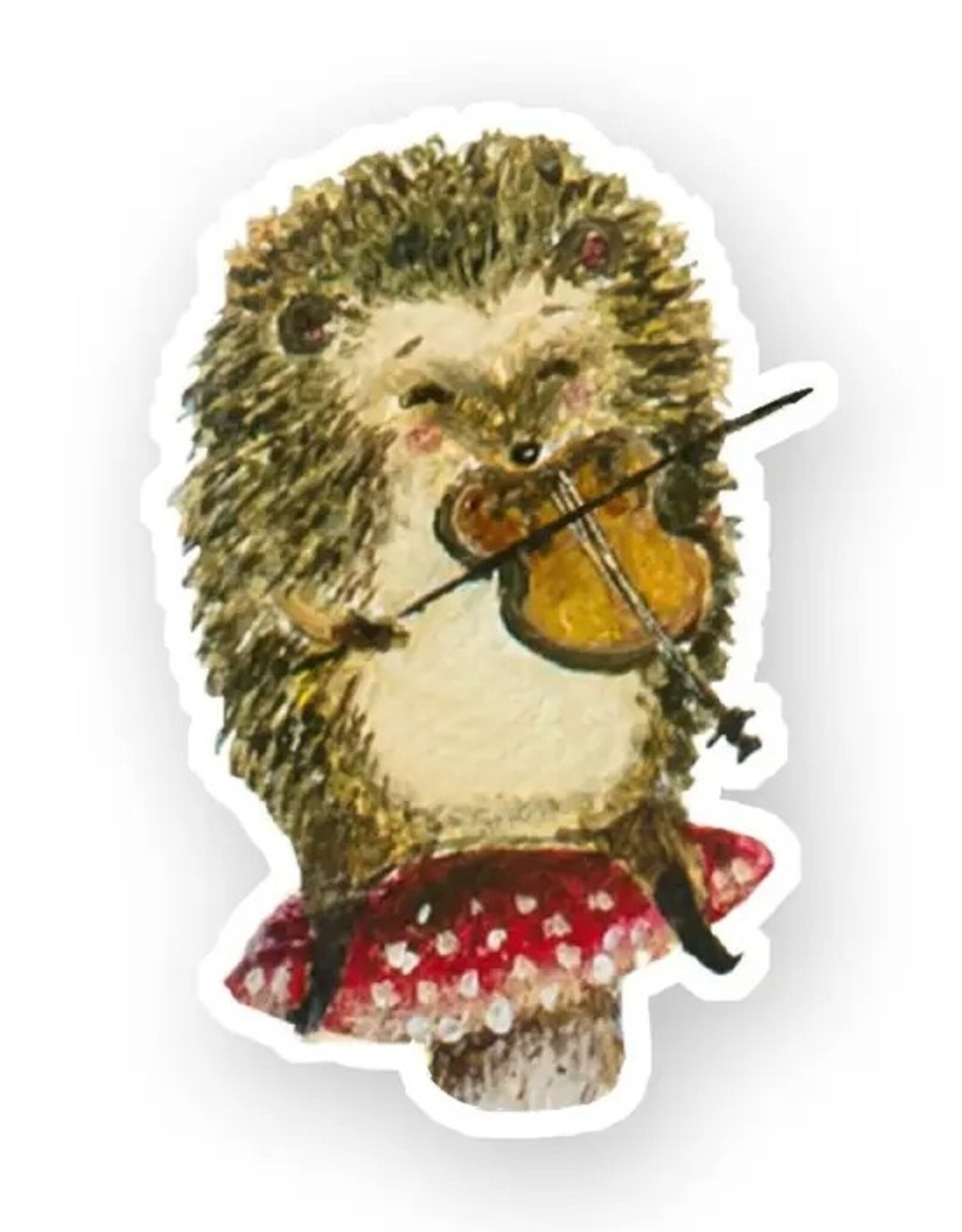 Hedgehog Violinist Die Cut Vinyl Sticker