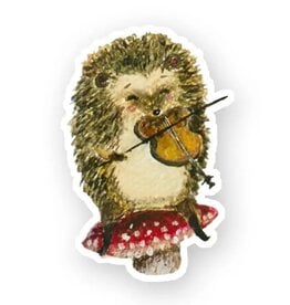 Hedgehog Violinist Die Cut Vinyl Sticker