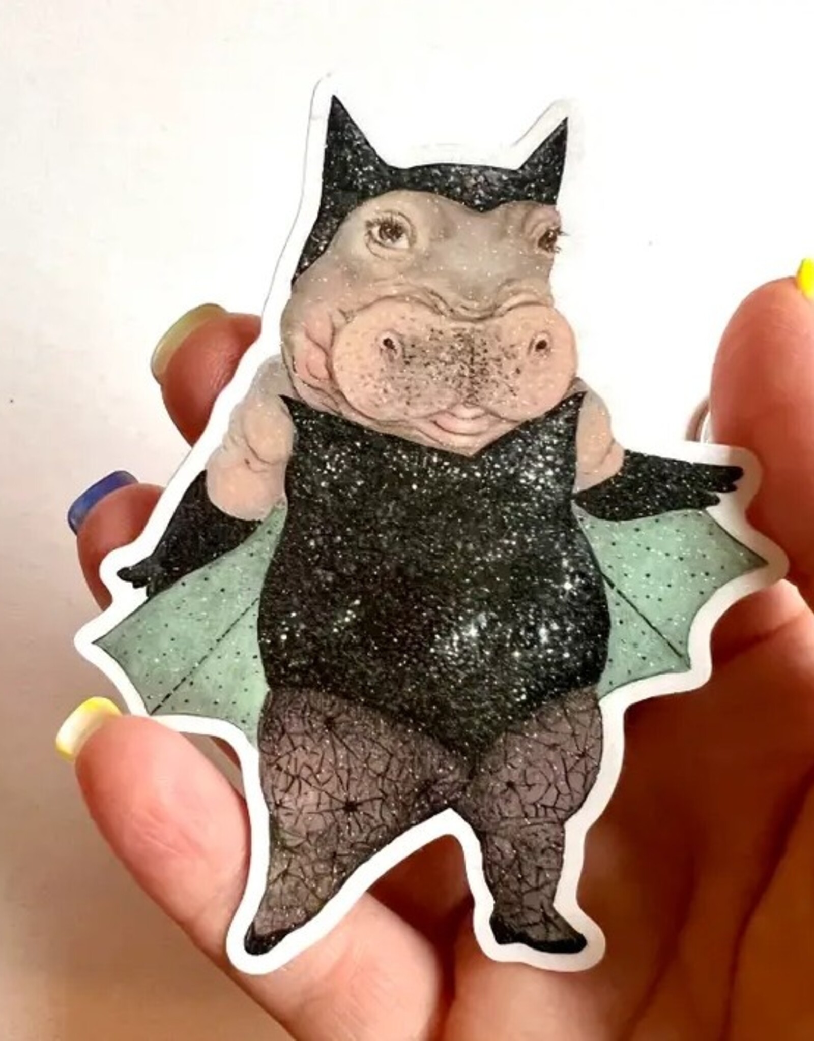 Hippo Halloween  Die Cut Vinyl Glitter Sticker