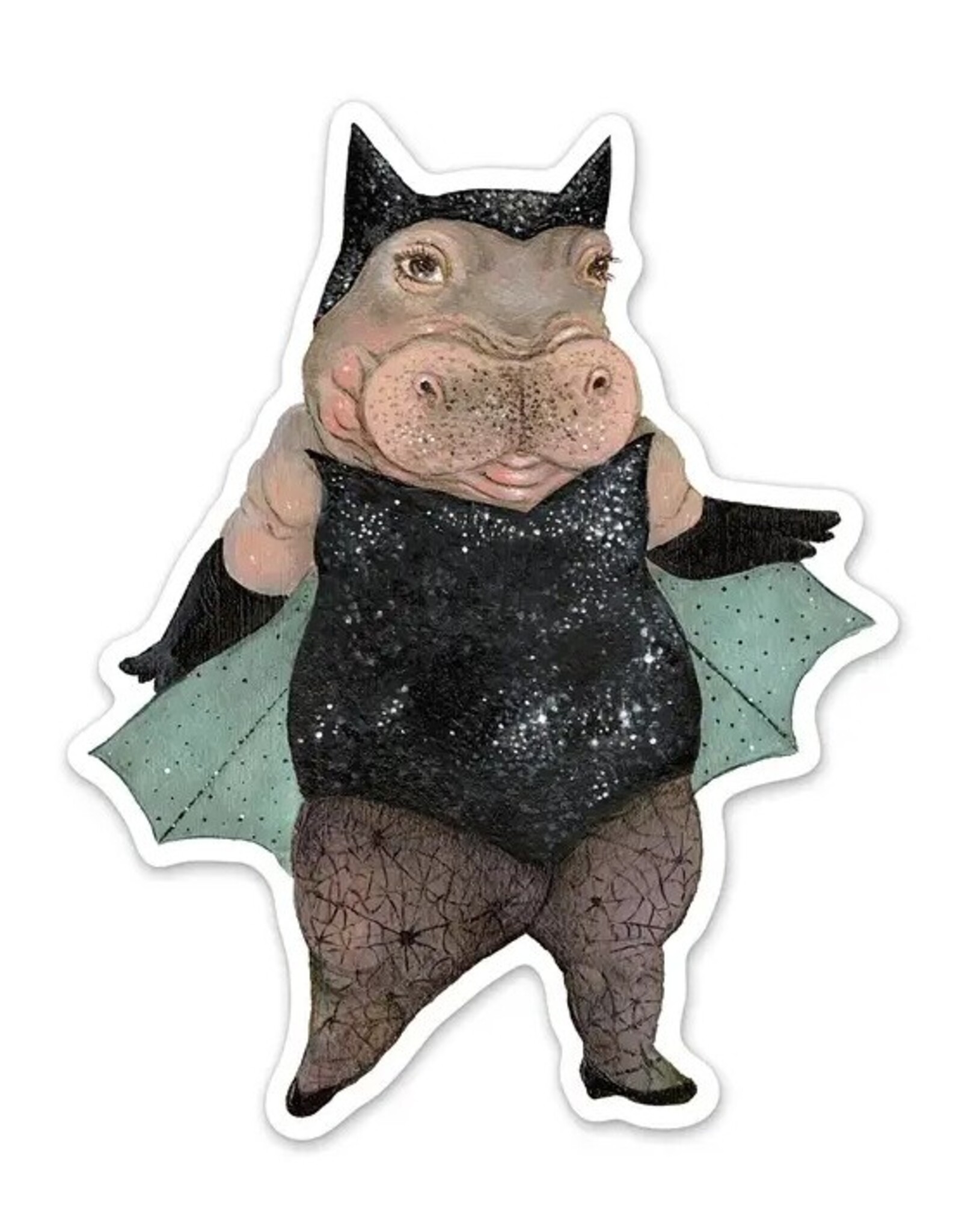 Hippo Halloween  Die Cut Vinyl Glitter Sticker