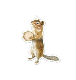 Tambourine Chipmunk Die Cut Vinyl Sticker