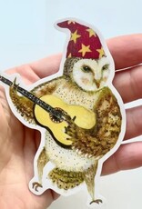 Guitar Owl Die Cut Vinyl Sticker