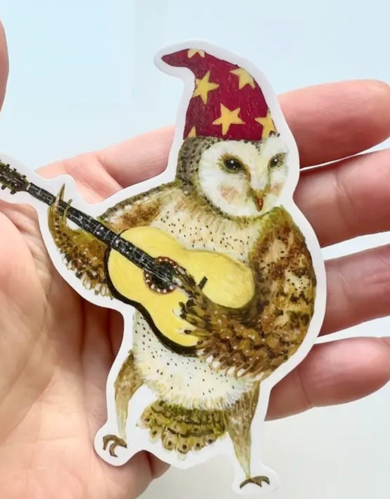 Guitar Owl Die Cut Vinyl Sticker