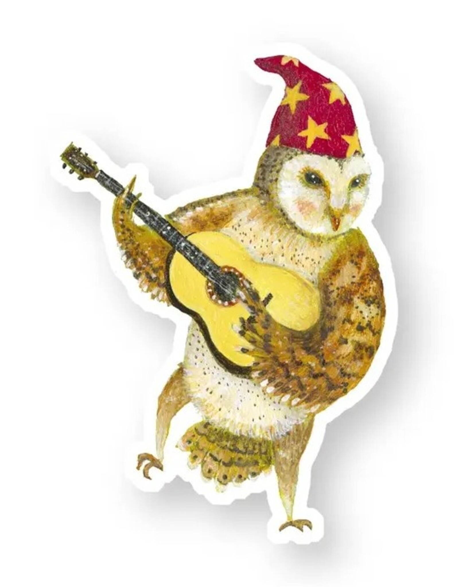 Guitar Owl Die Cut Vinyl Sticker
