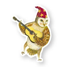 Guitar Owl Die Cut Vinyl Sticker