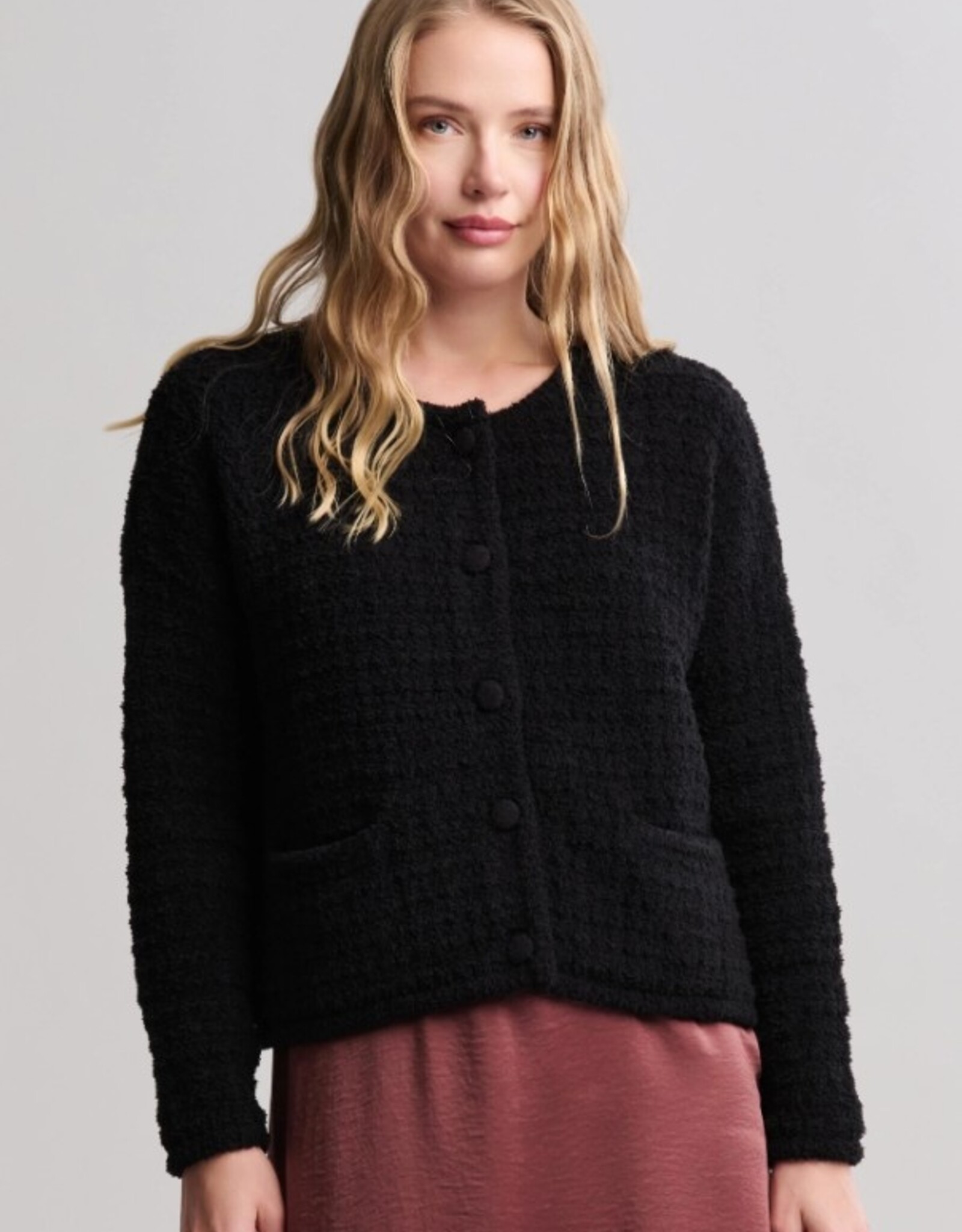 CozyChic Textured Button Front Cardigan